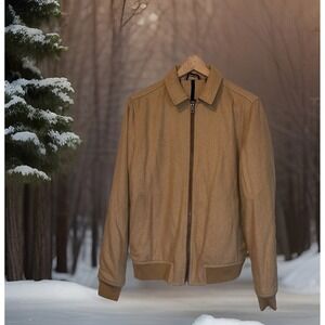 Tommy Hilfiger Wool Bomber Jacket‎ Men M Beige Preppy